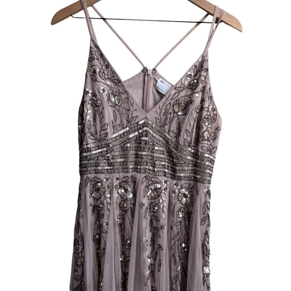 ASOS Design Floral Sequin Embellished Midi Dress Womens 6 Formal - Picture 4 of 10